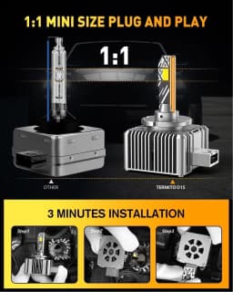 Termitor 2026 Premium D1S Fog Light Bulbs – 60,000LM 6500K Cool White, 1:1 OEM Size, IP68 Waterproof, 3-Minute Installation, 85,000-Hour Lifespan, Off-Road Use Only, Pack of 2