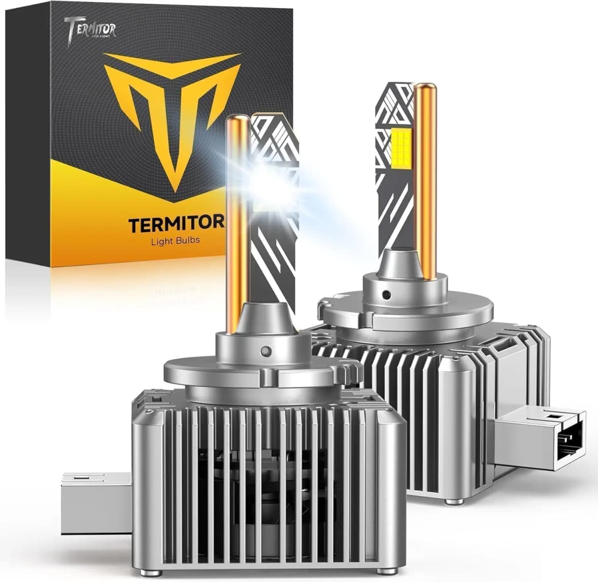 Termitor 2026 Premium D1S Fog Light Bulbs – 60,000LM 6500K Cool White, 1:1 OEM Size, IP68 Waterproof, 3-Minute Installation, 85,000-Hour Lifespan, Off-Road Use Only, Pack of 2