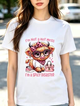 Women Cute Pink Highland Cow Letter Graphic Tshirt Leopard Bow Glasses Print Soft Lightweight Short Sleeve Crew Neck Casual Tees Hearts Design for Valentine Birthday Halloween Christmas Thanksgiving Holiday Daily Wear