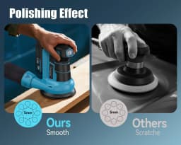 20V Cordless Orbital Sander 5'' Electric Palm Sander With Variable Speed 7000-11000 OPM Random Orbit Sander With Vacuum Dust Collector 2000mAh Battery & Fast Charger 12Pcs Sanding Discs For Woodworking Furniture (Blue)
