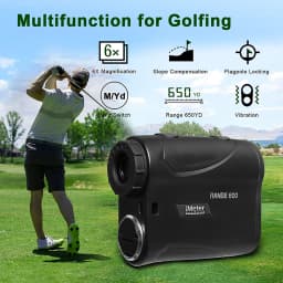IMeter 656Y Golf Laser Range Finder with Slope Adjustment Flag Lock Vibration Angle Meter for Hunting White
