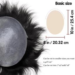 Toupee for Men with 100% European human hair 8x10 inch Hairpiece for Men 0.03mm Ultra Thin Skin Hairsystem All V-looped Mens Toupee ( #4))