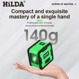 HILDA 2 Lines Green Laser Level with Built-in Back Magnet Self-Leveling Horizontal Vertical Cross Line Laser Level 360° Rotatable Wall Mount Laser Measuring Tool for Construction Decoration