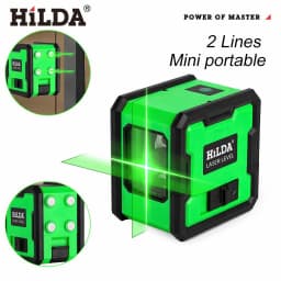 HILDA 2 Lines Green Laser Level with Built-in Back Magnet Self-Leveling Horizontal Vertical Cross Line Laser Level 360° Rotatable Wall Mount Laser Measuring Tool for Construction Decoration