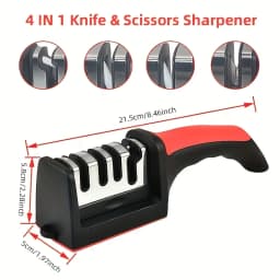 4 Stages Manual Knife Sharpener Multi-function Kitchen Blade Sharpening Tool Safe Non-slip Base Handheld Scissors Knife Sharpener for Chef Knives Pocket Blades Kitchen Gadget