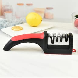 4 Stages Manual Knife Sharpener Multi-function Kitchen Blade Sharpening Tool Safe Non-slip Base Handheld Scissors Knife Sharpener for Chef Knives Pocket Blades Kitchen Gadget
