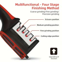 4 Stages Manual Knife Sharpener Multi-function Kitchen Blade Sharpening Tool Safe Non-slip Base Handheld Scissors Knife Sharpener for Chef Knives Pocket Blades Kitchen Gadget