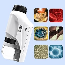 Mini Pocket Microscope 60x 120x Portable LED Illuminated Handheld Microscope for Kids and Students Educational Toy STEM Science Kit Learning Equipment Perfect Gift for Boys and Girls Great for Classroom Projects Home Schooling and Family Learning