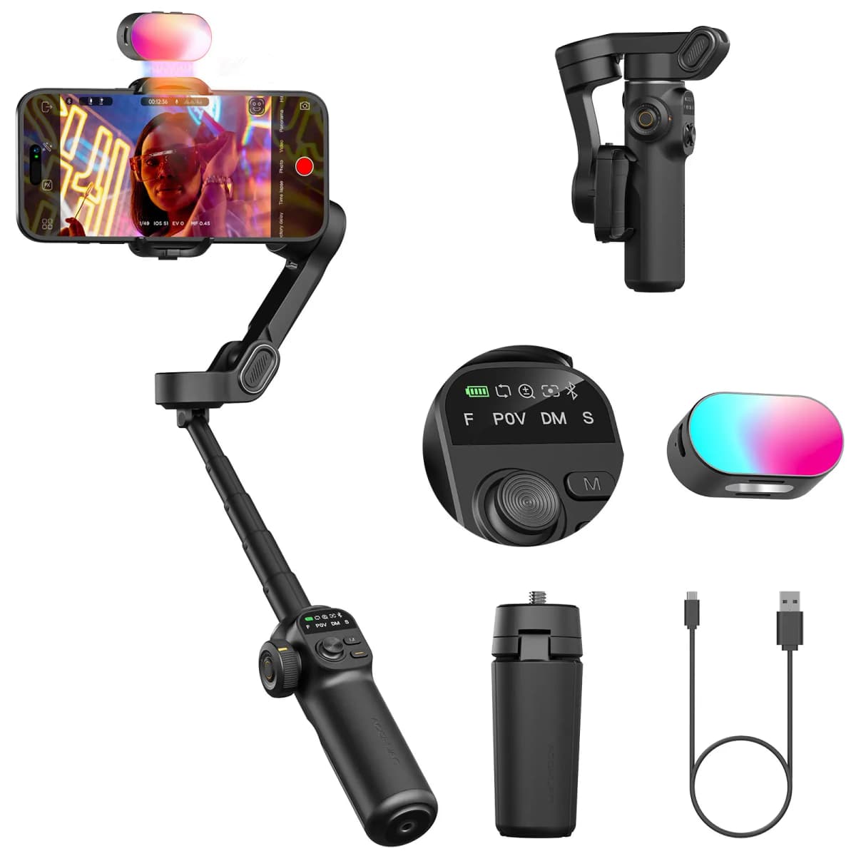 AOCHUAN Smart X2 3 Axis Gimbal Stabilizer For iPhone And Android Smartphone Gimbal With built-in extension pole LED display