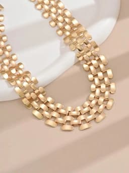 1pc Stylish Hollow-Out Shiny Wide Chain Clavicle Necklace for Punk Hip-Hop Fashion