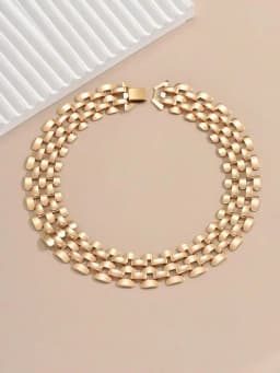 1pc Stylish Hollow-Out Shiny Wide Chain Clavicle Necklace for Punk Hip-Hop Fashion