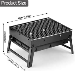 Foldable 17 Inch Portable Charcoal Tabletop BBQ Grill Stainless Steel Compact Barbecue Grill For Outdoor Camping Beach Backyard Picnic RV Travel