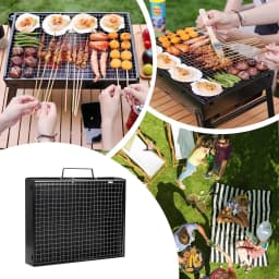 Foldable 17 Inch Portable Charcoal Tabletop BBQ Grill Stainless Steel Compact Barbecue Grill For Outdoor Camping Beach Backyard Picnic RV Travel