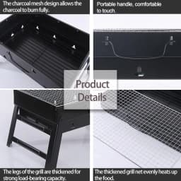 Foldable 17 Inch Portable Charcoal Tabletop BBQ Grill Stainless Steel Compact Barbecue Grill For Outdoor Camping Beach Backyard Picnic RV Travel