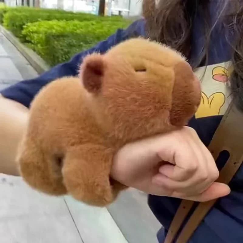 Cute Capybara Bracelet Wrist Lying Down Doll Capybara Doll Snap Ring Cute Plush Toy Ugly Doll