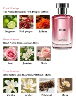 DATE Women's Eau de Parfum Women's perfume, 80ml light essence. Featuring a floral and fruity aroma, it is perfect for daily use or dating, keeping a fresh breath at all times. Don't miss out if you love the light aroma!