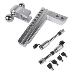 AP03 Aluminum Adjustable Trailer Hitch Ball Mount, Fits 2" Receiver, 10" Drop/Rise Drop Hitch, 12,500 LBS GTW, 2" and 2-5/16"