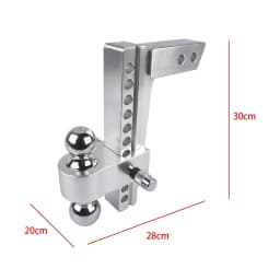 AP03 Aluminum Adjustable Trailer Hitch Ball Mount, Fits 2" Receiver, 10" Drop/Rise Drop Hitch, 12,500 LBS GTW, 2" and 2-5/16"