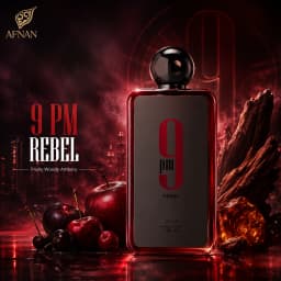 AFNAN 9PM Rebel Eau De Parfum 3.4 Fl. Oz / 100ml for Unisex Long Lasting Luxury Arabian Perfume Spray Fruity Citrus Pineapple Apple Vanilla Amber Woody Musk Fragrance Daily Wear Travel Gift
