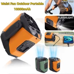 Mini high-speed Waist Fan, Bladeless USB Hanging Neck Fan, Outdoor Multifunctional Mobile Power Lighting Digital Display Fan