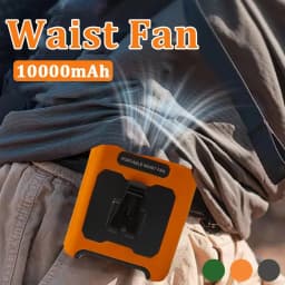 Mini high-speed Waist Fan, Bladeless USB Hanging Neck Fan, Outdoor Multifunctional Mobile Power Lighting Digital Display Fan
