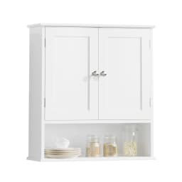 Bathroom Wall Cabinet with Door, Over Toilet Storage Cabinet with and Adjustable Shelves, 3-Tier Medicine Cabinet Wall Mounted, for Bathroom, Kitchen, Entryway, Laundry Room, White