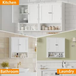 Bathroom Wall Cabinet with Door, Over Toilet Storage Cabinet with and Adjustable Shelves, 3-Tier Medicine Cabinet Wall Mounted, for Bathroom, Kitchen, Entryway, Laundry Room, White