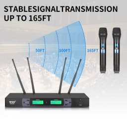 NXG UR-338 Dual Channel UHF Wireless Handheld Microphone System, Dual Independent Digital LCD Display, Intelligent Noise Reduction Dynamic Mic Core, Zero Latency Clear Hi-Fi Sound, Stable Long-Range Transmission, Plug and Play Set for Home KTV