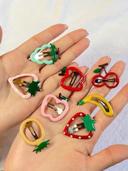 10Pcs Summer Drip Oil Fruit BB Hair Clips for Girls, Cute Side Barrettes with Apple, Cherry, Strawberry, Random Styles Shipped