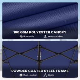 Double-Sided Sun Umbrella, Outdoor Garden Parasol, Patio Sun Shade with Led Solar Light, Navy Blue