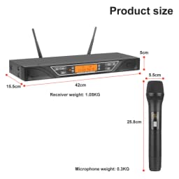 NXG NG-9 Dual Channel UHF Wireless Handheld Microphone System,, Noise Reduction Mic Capsule, Anti-Whistling Function, Metal Receiver with XLR & 6.35mm Output, Adjustable Frequency LCD Display,CPlug and Play for Karaoke, Stage, Conference & Church