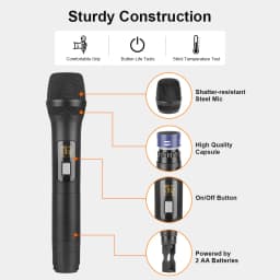 NXG NG-9 Dual Channel UHF Wireless Handheld Microphone System,, Noise Reduction Mic Capsule, Anti-Whistling Function, Metal Receiver with XLR & 6.35mm Output, Adjustable Frequency LCD Display,CPlug and Play for Karaoke, Stage, Conference & Church