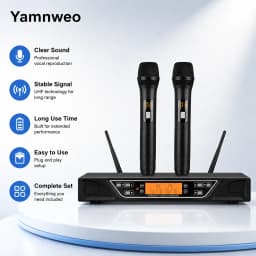 NXG NG-9 Dual Channel UHF Wireless Handheld Microphone System,, Noise Reduction Mic Capsule, Anti-Whistling Function, Metal Receiver with XLR & 6.35mm Output, Adjustable Frequency LCD Display,CPlug and Play for Karaoke, Stage, Conference & Church