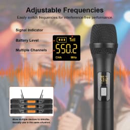 NXG NG-9 Dual Channel UHF Wireless Handheld Microphone System,, Noise Reduction Mic Capsule, Anti-Whistling Function, Metal Receiver with XLR & 6.35mm Output, Adjustable Frequency LCD Display,CPlug and Play for Karaoke, Stage, Conference & Church