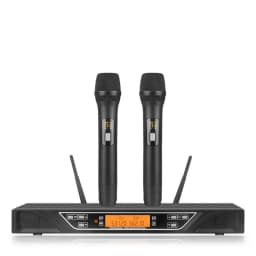 NXG NG-9 Dual Channel UHF Wireless Handheld Microphone System,, Noise Reduction Mic Capsule, Anti-Whistling Function, Metal Receiver with XLR & 6.35mm Output, Adjustable Frequency LCD Display,CPlug and Play for Karaoke, Stage, Conference & Church