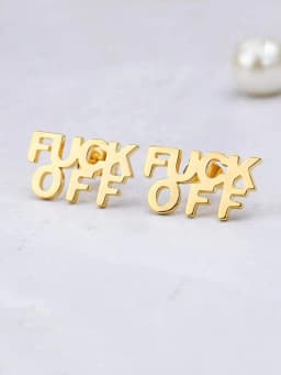 Punk Style Fashion Vintage Stainless Steel Letter Stud Earrings For Women Funny Charm Jewelry Party Accessories Firend Gifts
