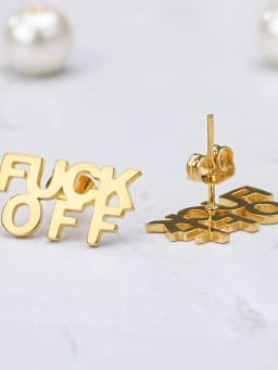Punk Style Fashion Vintage Stainless Steel Letter Stud Earrings For Women Funny Charm Jewelry Party Accessories Firend Gifts