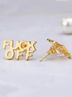 Punk Style Fashion Vintage Stainless Steel Letter Stud Earrings For Women Funny Charm Jewelry Party Accessories Firend Gifts
