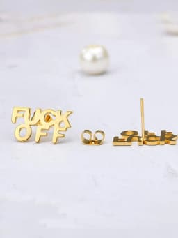 Punk Style Fashion Vintage Stainless Steel Letter Stud Earrings For Women Funny Charm Jewelry Party Accessories Firend Gifts