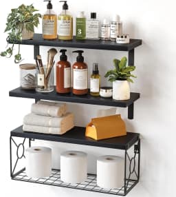 1 Pack Wall Mounted Bathroom Shelf Over Toilet 16 Inch Floating Toilet Paper Storage Rack Small Farmhouse Decor
