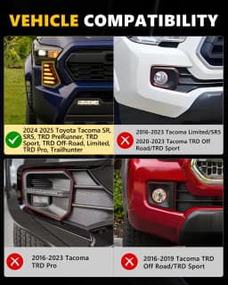 2Pcs For 2024 20025 2026 Toyota Tacoma Front Fang Fog Light Grille Parking Light DRL Light Side Turn Signal Light Switchback LED