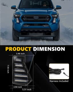 2Pcs For 2024 20025 2026 Toyota Tacoma Front Fang Fog Light Grille Parking Light DRL Light Side Turn Signal Light Switchback LED