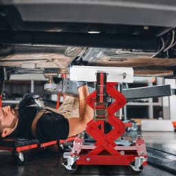 450LB Transmission Jack Low Profile 7-23in Lift Hydraulic Trans Jack With 2M Safety Straps 4 Brake Casters For Car Truck Repair