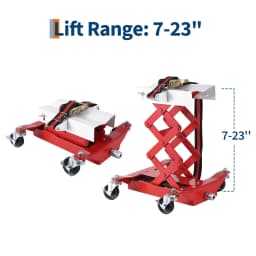 450LB Transmission Jack Low Profile 7-23in Lift Hydraulic Trans Jack With 2M Safety Straps 4 Brake Casters For Car Truck Repair