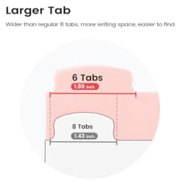 6-Tab 3 Ring Binder dividers with tabs, Durable Plastic Write and Erase Tab Dividers for 3 Ring Binder, Aesthetic Cute Binder D