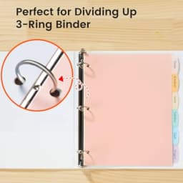 6-Tab 3 Ring Binder dividers with tabs, Durable Plastic Write and Erase Tab Dividers for 3 Ring Binder, Aesthetic Cute Binder D
