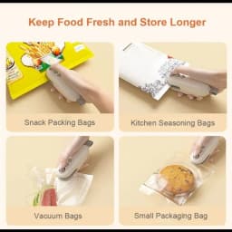 2 In 1 Mini Bag Sealer Cutter Handheld Portable Heat Sealer Machine USB Rechargeable Snack Plastic Bag Vacuum Sealer Kitchen Food Storage Fresh Keeping Tool