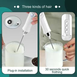 USB Rechargeable Milk Frother Mini Handheld Electric Foam Maker 3 Speed Stainless Steel Whisks for Latte Coffee Cappuccino Hot Chocolate Egg Beater Drink Mixer Blender Kitchen Gadgets Tools Portable Cordless