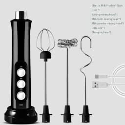 USB Rechargeable Milk Frother Mini Handheld Electric Foam Maker 3 Speed Stainless Steel Whisks for Latte Coffee Cappuccino Hot Chocolate Egg Beater Drink Mixer Blender Kitchen Gadgets Tools Portable Cordless