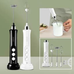 USB Rechargeable Milk Frother Mini Handheld Electric Foam Maker 3 Speed Stainless Steel Whisks for Latte Coffee Cappuccino Hot Chocolate Egg Beater Drink Mixer Blender Kitchen Gadgets Tools Portable Cordless